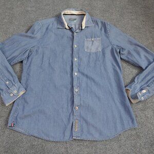 Napapijri Mens Shirt XL Blue Polka Dot Slim Fit